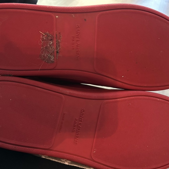 SAINT LAURENT RED Leather HIGH-TOP Sneakers Shoes EU-47 US-13.5-14 - Picture 3 of 6